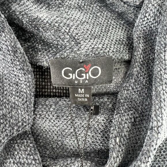 GIGIO USA Two Toned Gray Color-Block Turtleneck Sweater Bell Sleeves  Pockets M - Picture 14 of 16